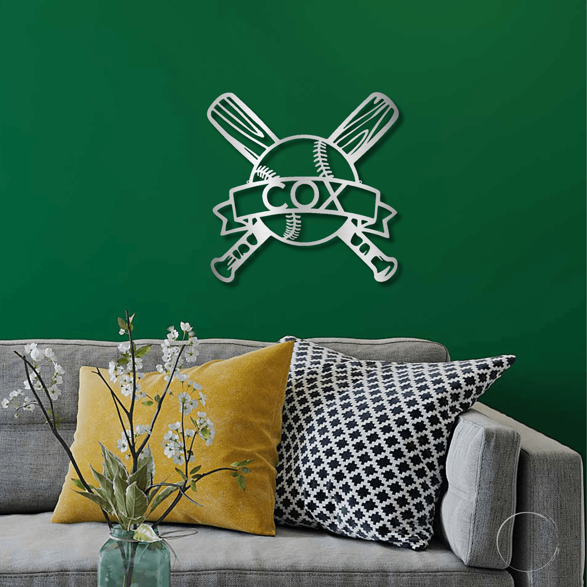 Baseball Bats and Balls Personalized Name Metal Art Wall Sign - Mallard Moon Gift Shop