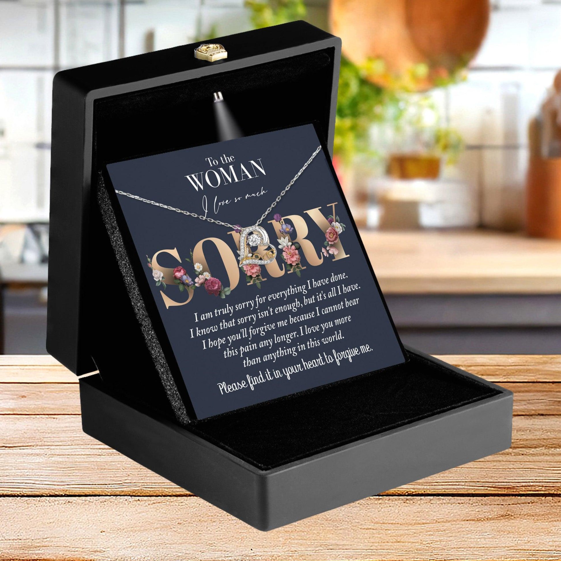 Apology Gift for Girlfriend, Wife, Soulmate - Sorry, Bear This Pain - Love Dancing Heart Pendant Necklace - Mallard Moon Gift Shop