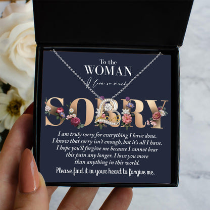 Apology Gift for Girlfriend, Wife, Soulmate - Sorry, Bear This Pain - Love Dancing Heart Pendant Necklace - Mallard Moon Gift Shop