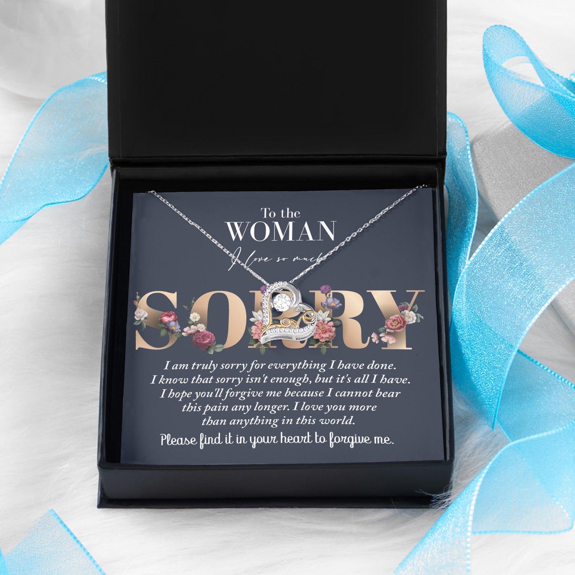 Apology Gift for Girlfriend, Wife, Soulmate - Sorry, Bear This Pain - Love Dancing Heart Pendant Necklace - Mallard Moon Gift Shop