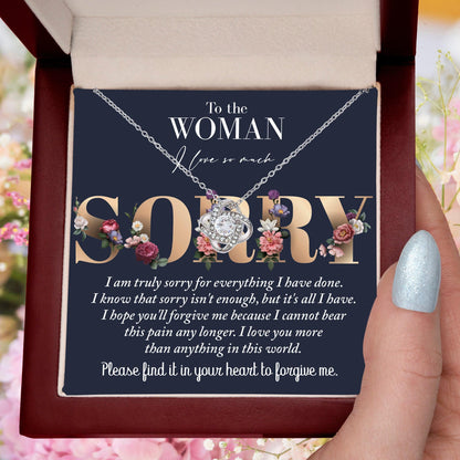 Apology Gift for Girlfriend, Wife, Soulmate - Sorry, Bear This Pain - Love Knot Pendant Necklace - Mallard Moon Gift Shop