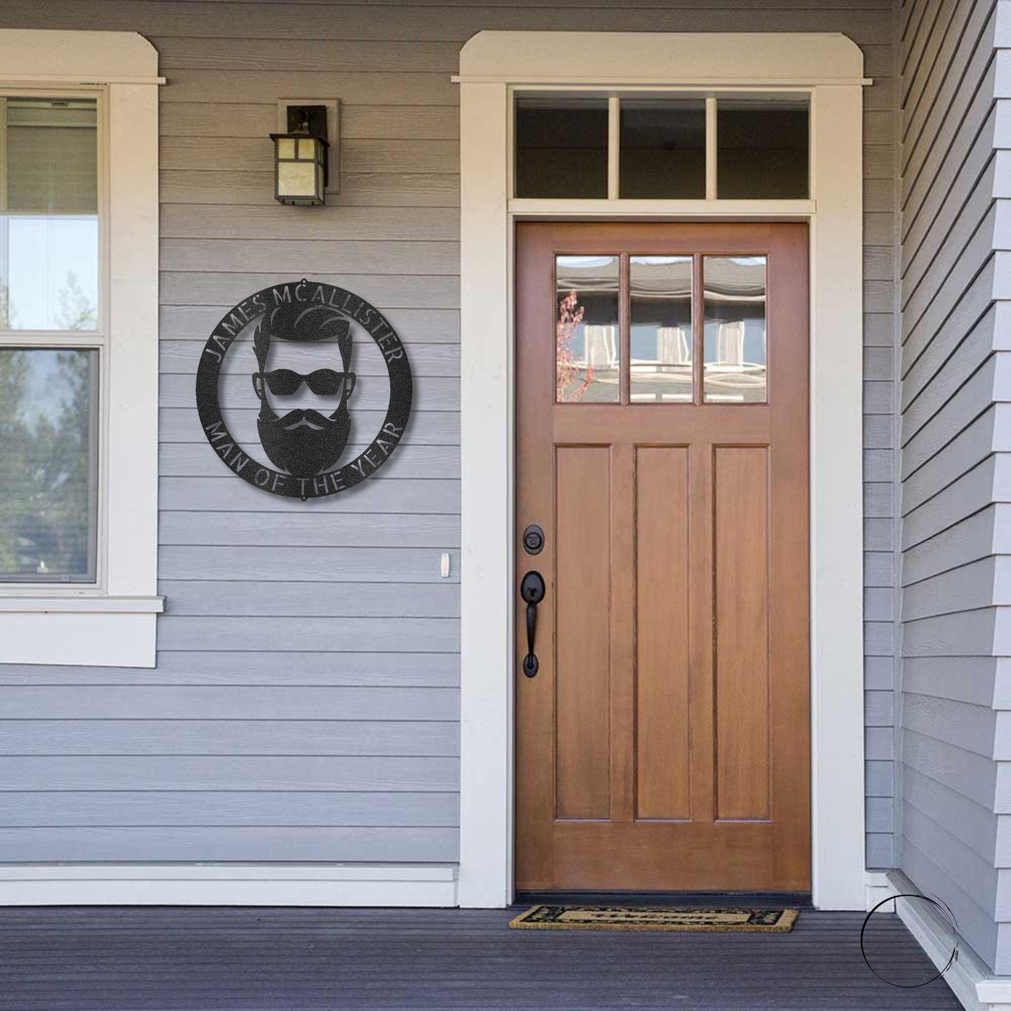 Bearded Man Monogram Personalized Steel Wall Sign Art - Mallard Moon Gift Shop