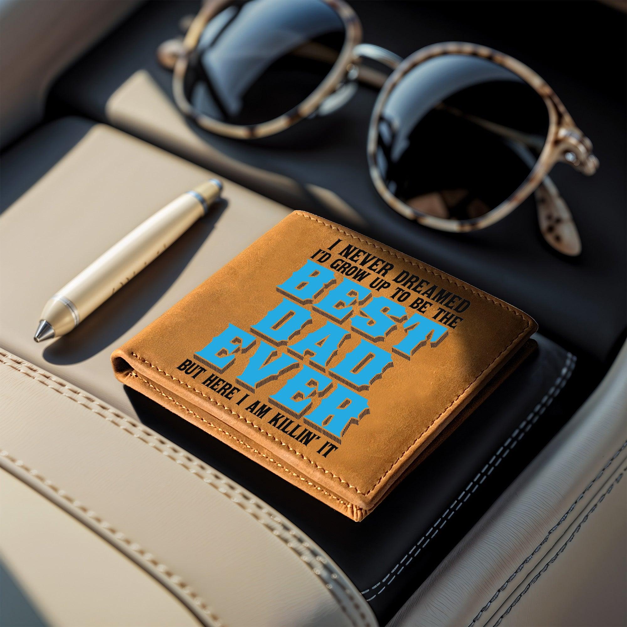 Best Dad Ever Custom Printed Leather Wallet - Mallard Moon Gift Shop