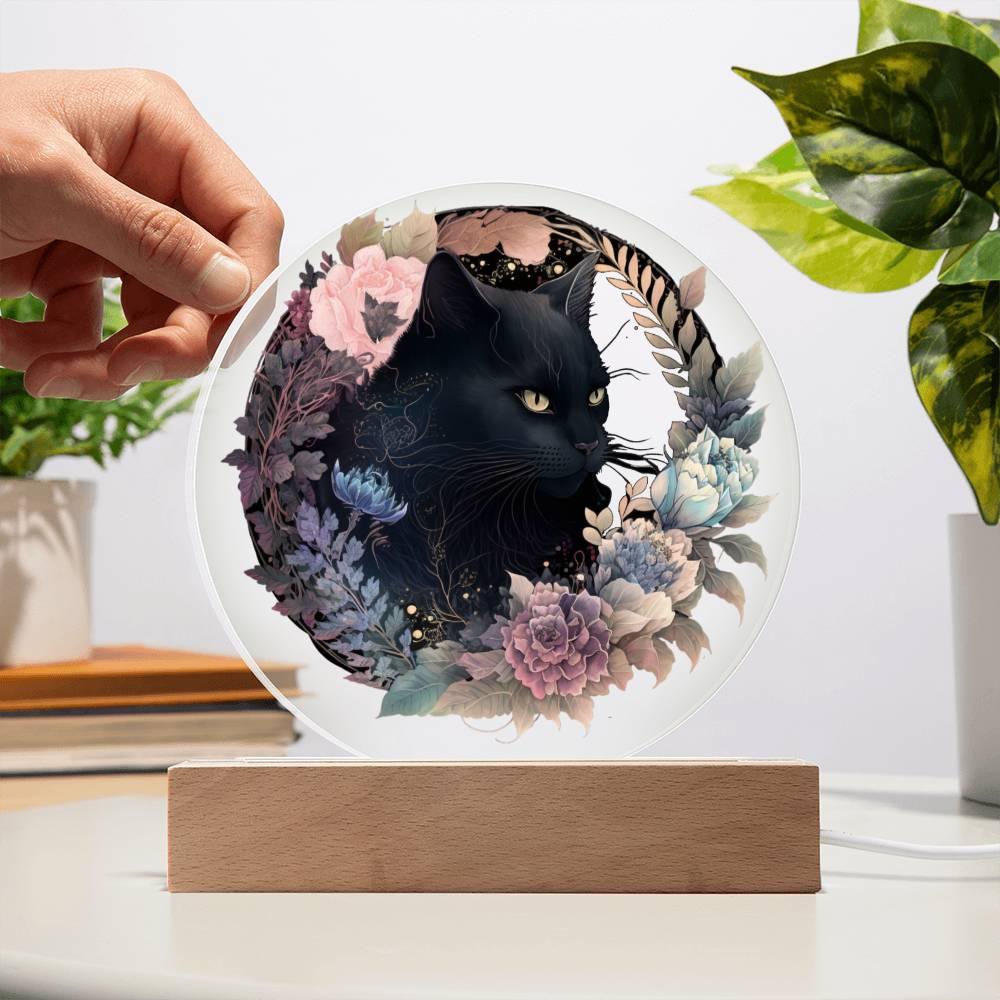 Bewitched Cat Silhouette: Halloween Acrylic Plaque - Mallard Moon Gift Shop