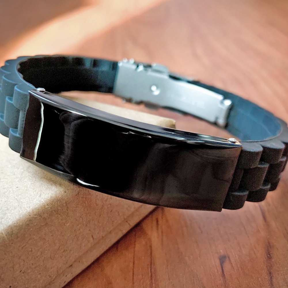 Engraved Bullmastiff Dog Glidelock Bracelet – “All I Care About Is My Bullmastiff Dog & Maybe Three People” – Stainless Steel Sliding Clasp – view 2