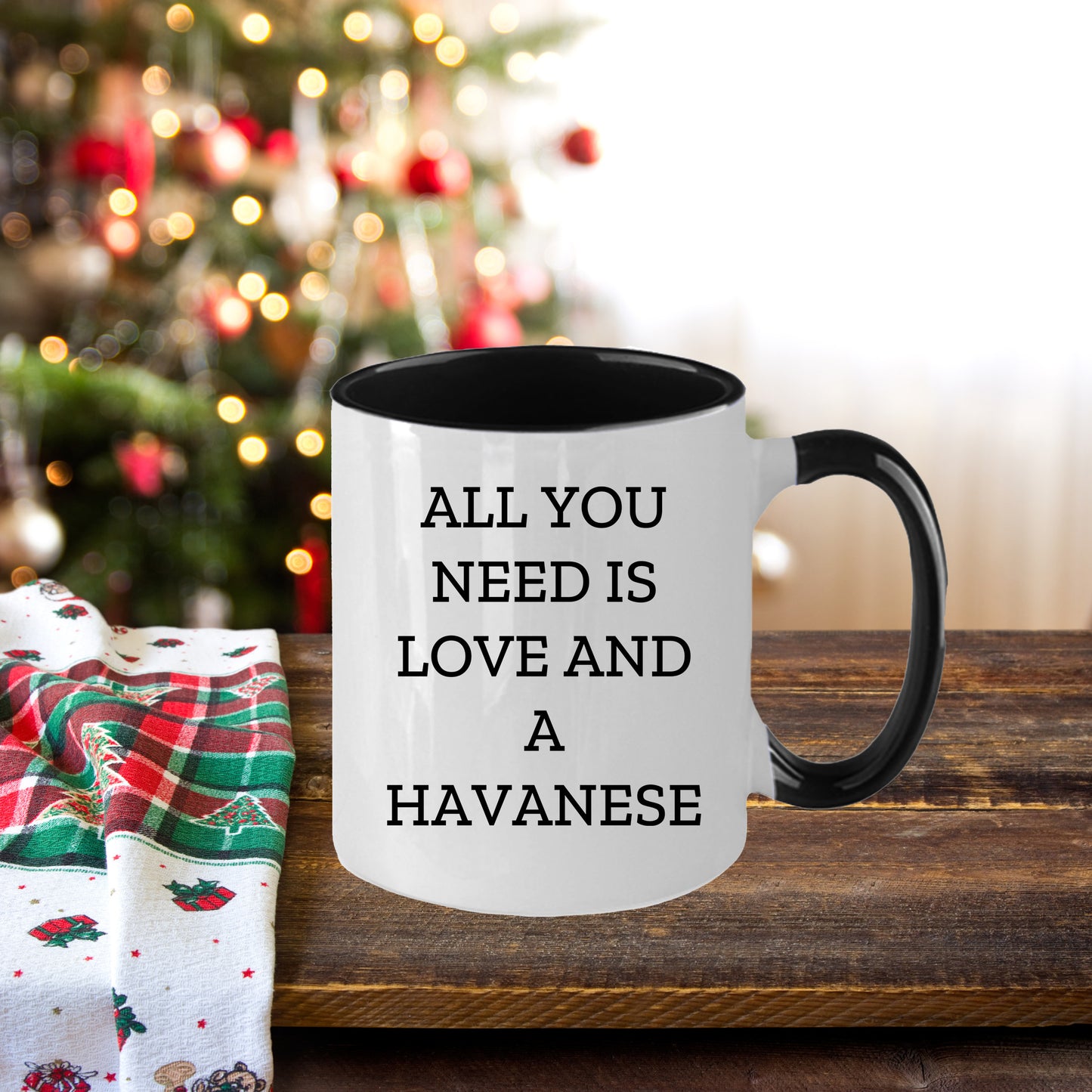 All You Need Is Love and a Havanese | Color Accent Dog Lover Ceramic Mug (11oz & 15oz, 7 Colors) - Mallard Moon Gift Shop