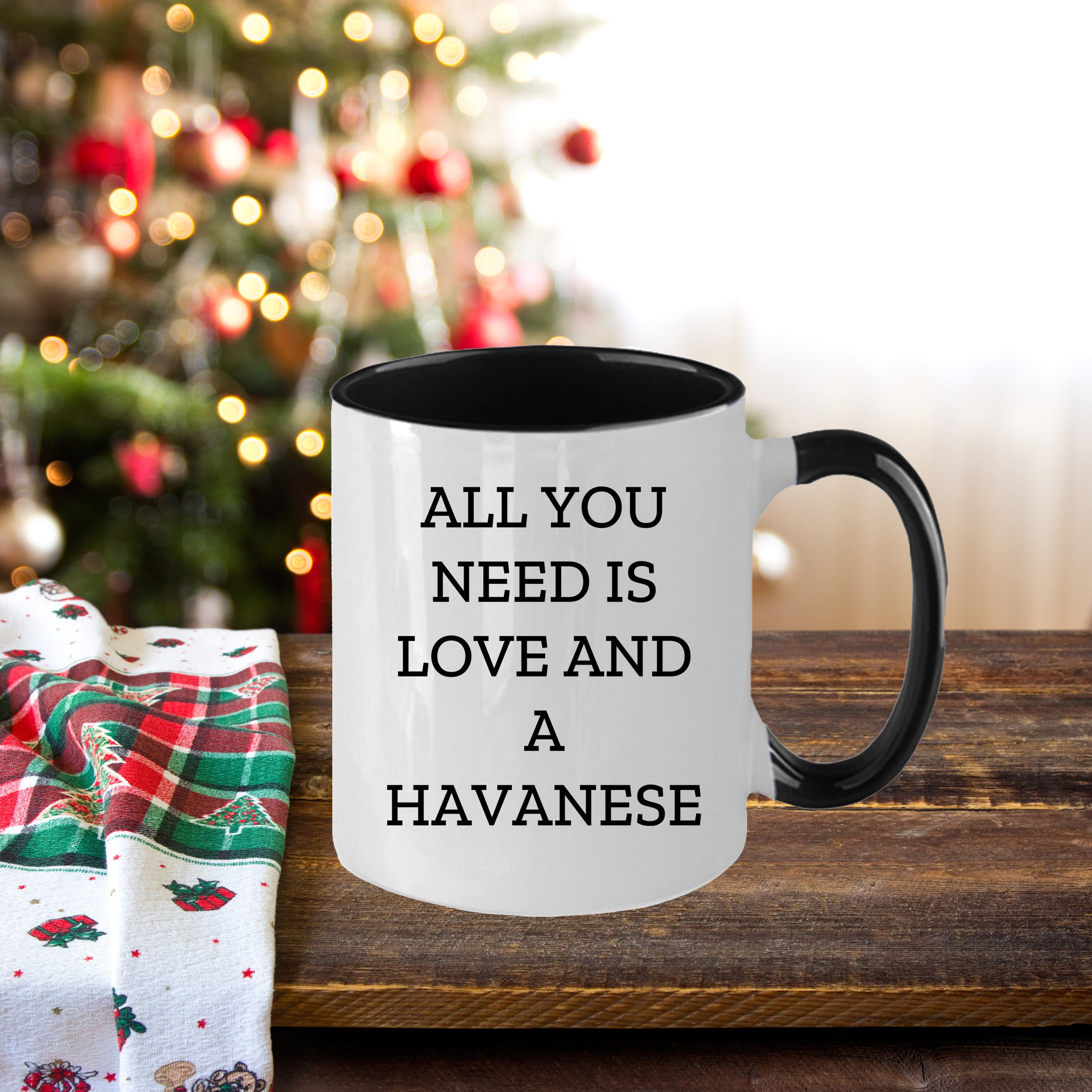 All You Need Is Love and a Havanese | Color Accent Dog Lover Ceramic Mug (11oz & 15oz, 7 Colors) - Mallard Moon Gift Shop