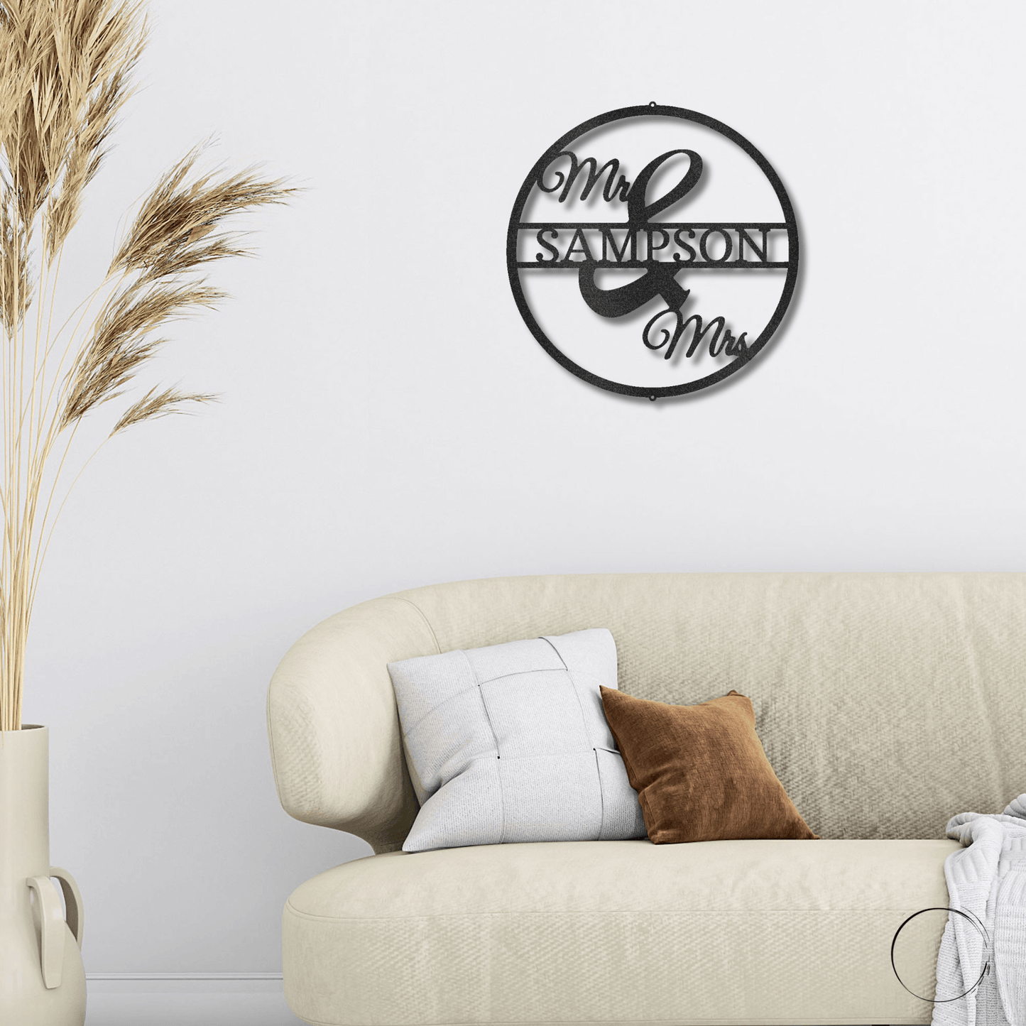 Mr and Mrs Circle Custom Name Steel Wall Sign - Mallard Moon Gift Shop