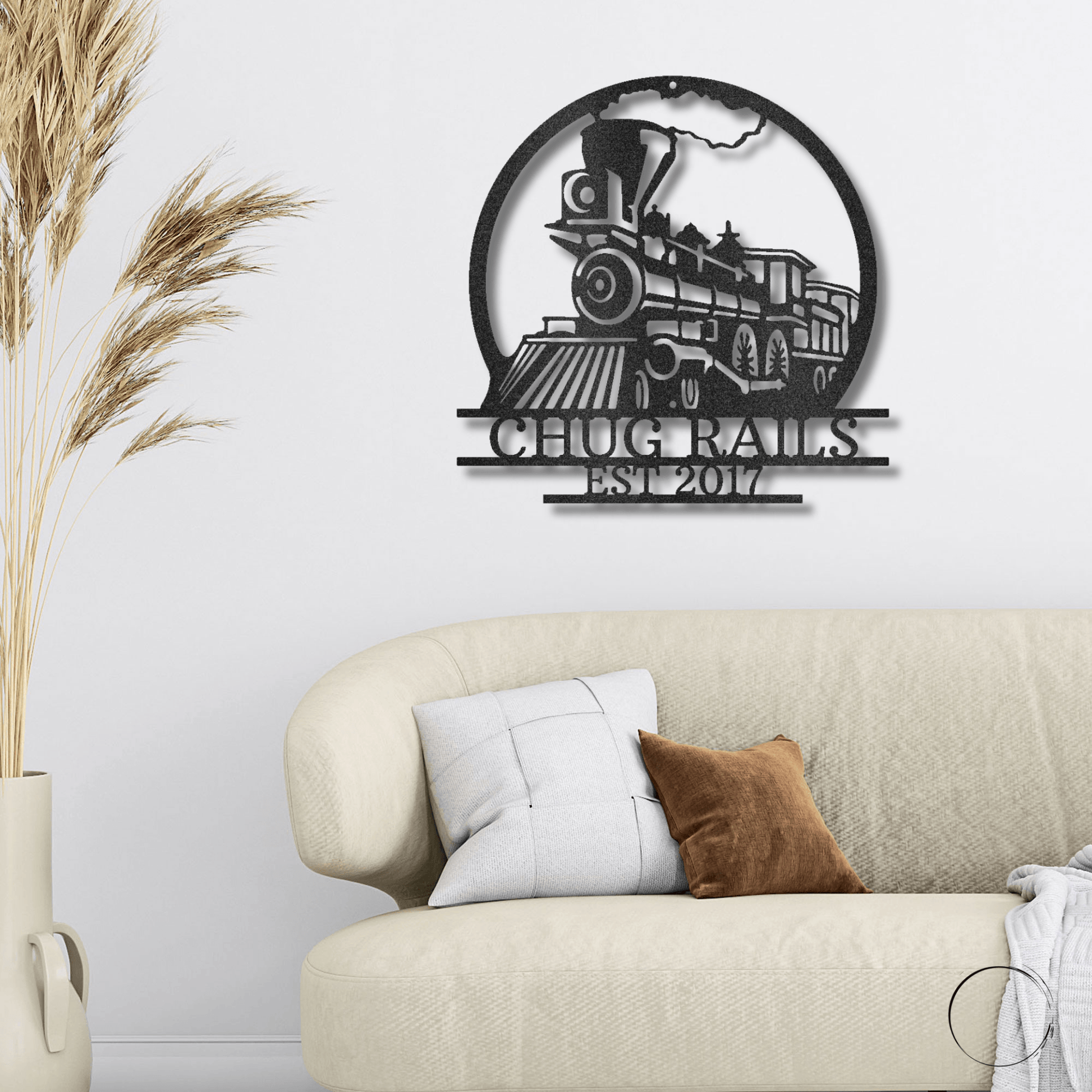 Vintage Steam Locomotive Train Personalized Name Metal Art Wall Sign - Mallard Moon Gift Shop