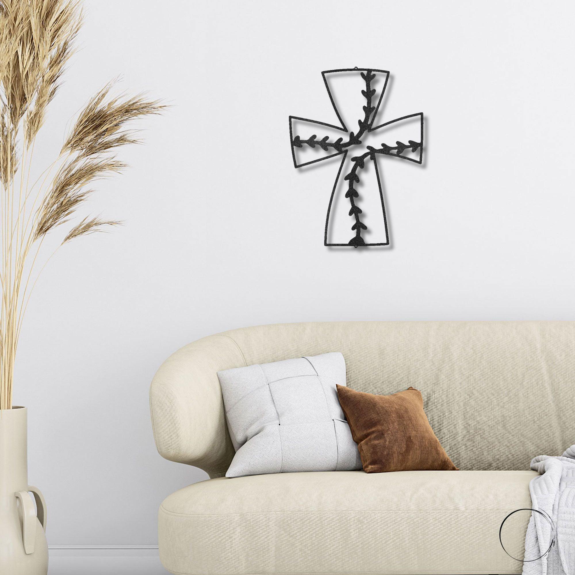 Faith In Baseball Cross Metal Art Wall Sign - Mallard Moon Gift Shop