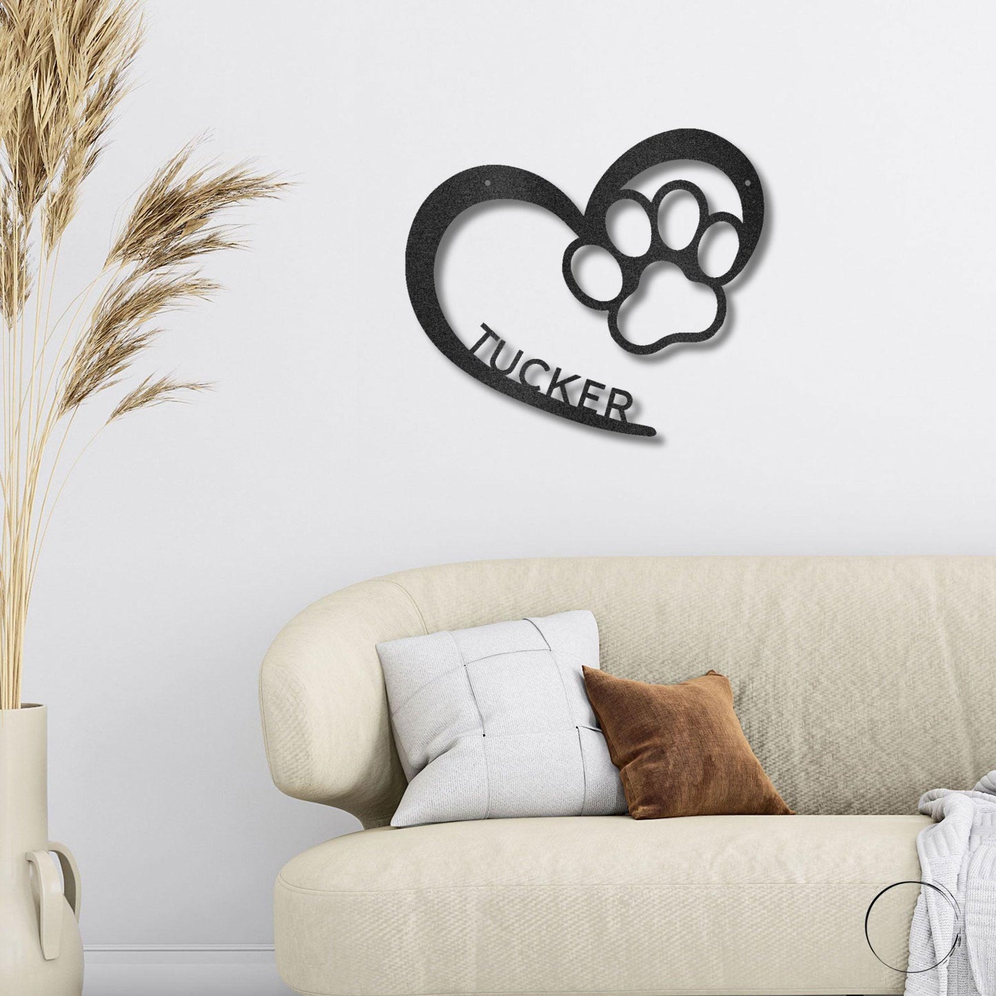Puppy Love Paw Print Monogram Personalized Metal Art Wall Sign - Mallard Moon Gift Shop