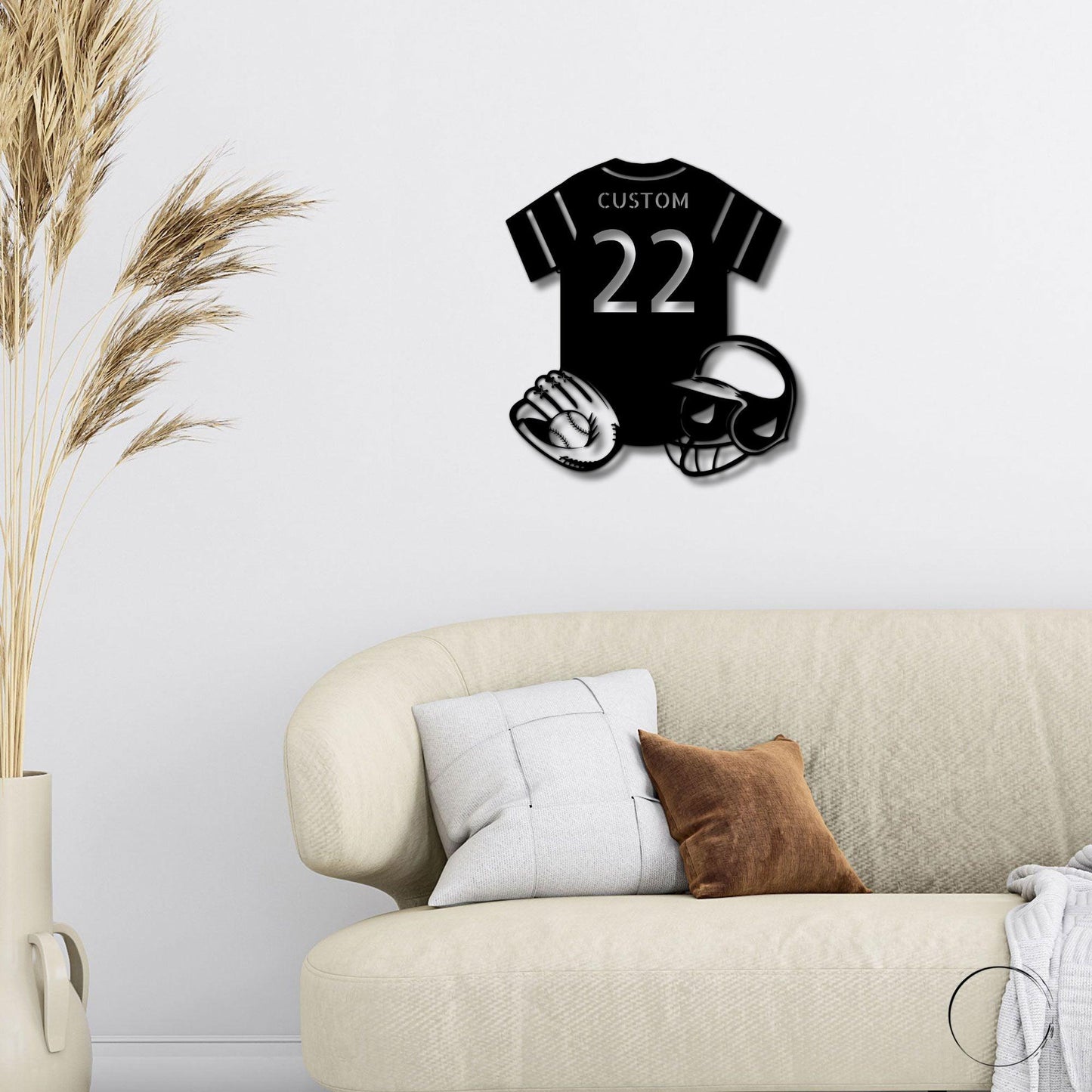 Baseball Gear Custom Name and Jersey Number Metal Wall Sign - Mallard Moon Gift Shop