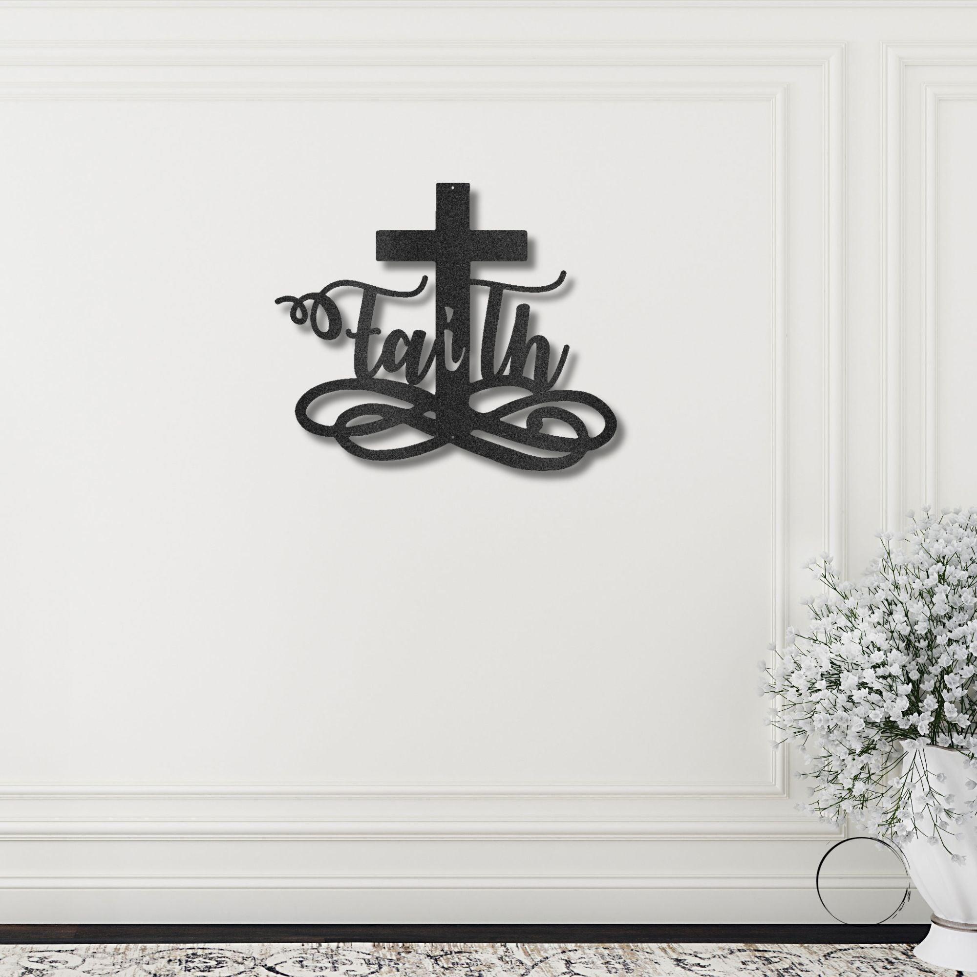 Faith Cross Metal Wall Art Spiritual Home Decor - Mallard Moon Gift Shop