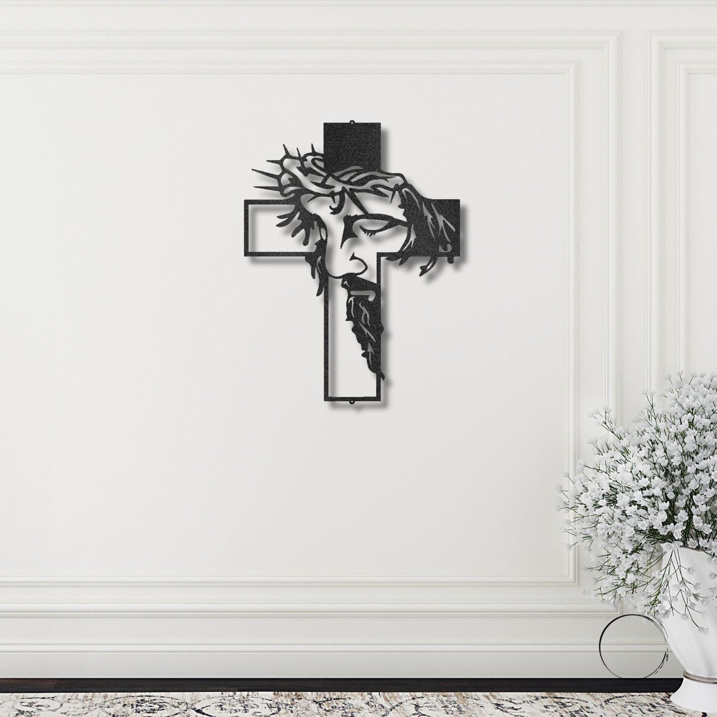 Jesus Crown of Thorns Steel Cross Sign Christian Metal Wall Decor Made in USA - Mallard Moon Gift Shop