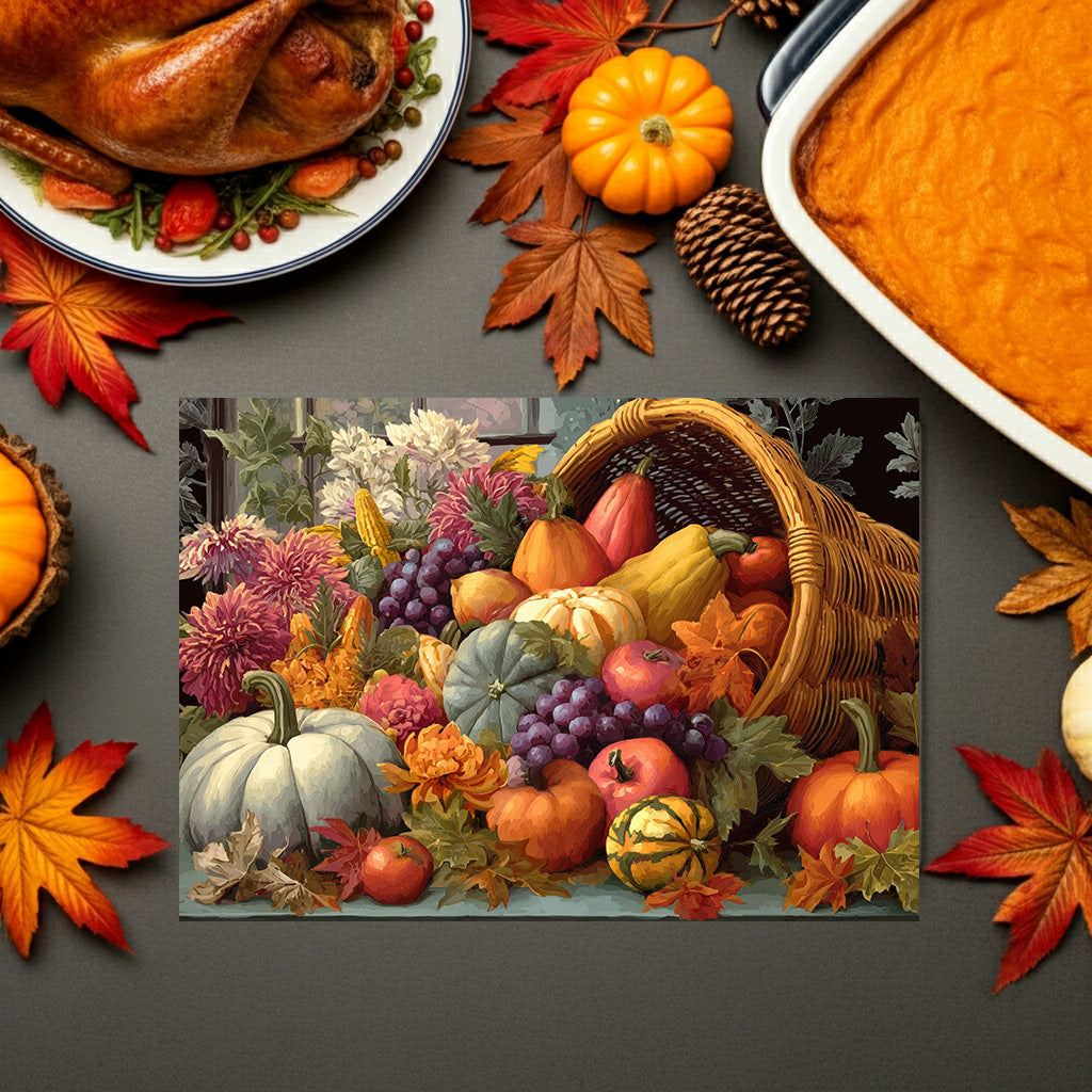 Glass Cutting Board - Fall Cornucopia Harvest Kitchen Decor