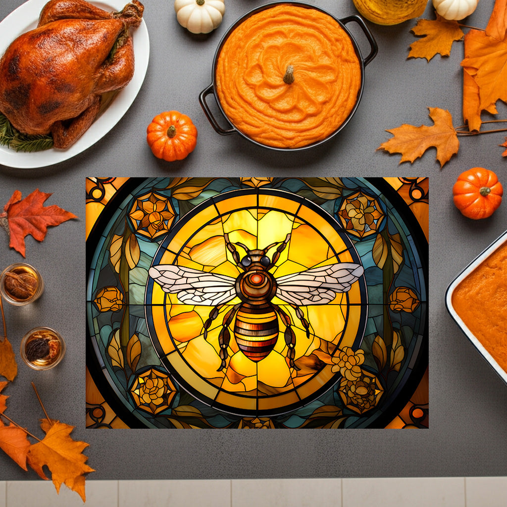 Bee Stained Glass Glass Cutting Board — Decorative Floral Kitchen Board