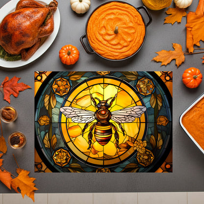 Bee Stained Glass Glass Cutting Board — Decorative Floral Kitchen Board
