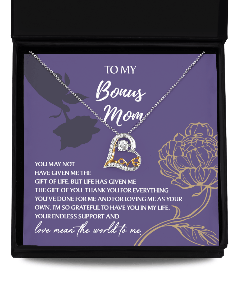 Bonus Mom Gift Thank You for Everything Heart Pendant Necklace - Mallard Moon Gift Shop