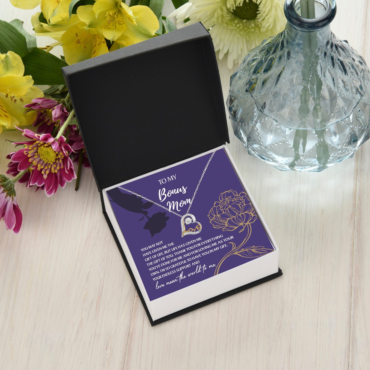 Bonus Mom Gift Thank You for Everything Heart Pendant Necklace - Mallard Moon Gift Shop