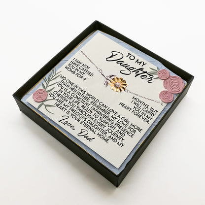 Gift for Daughter - A Father’s Love Is Forever - Sunflower Bracelet – Sterling Silver with 18K Gold-Plated Petals - Graduation, Birthday Keepsake - Mallard Moon Gift Shop