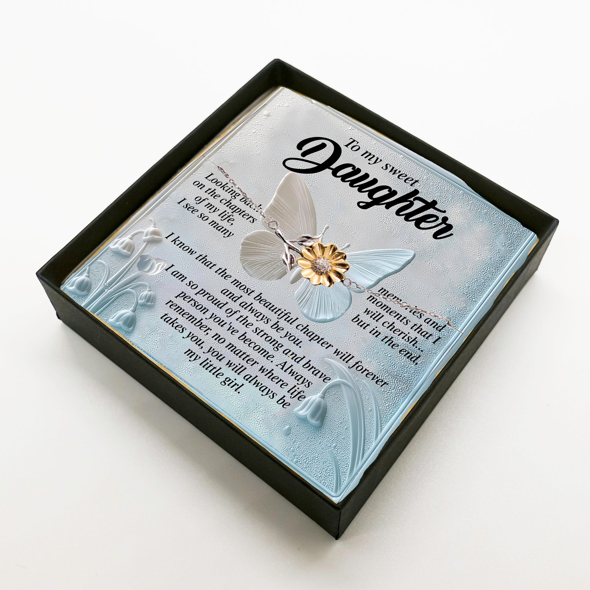 To My Sweet Daughter - You Will Always Be My Little Girl - Gift for Teen & Adult Daughters - Sunflower Bracelet – Sterling Silver with 18K Gold-Plated Petals - Mallard Moon Gift Shop