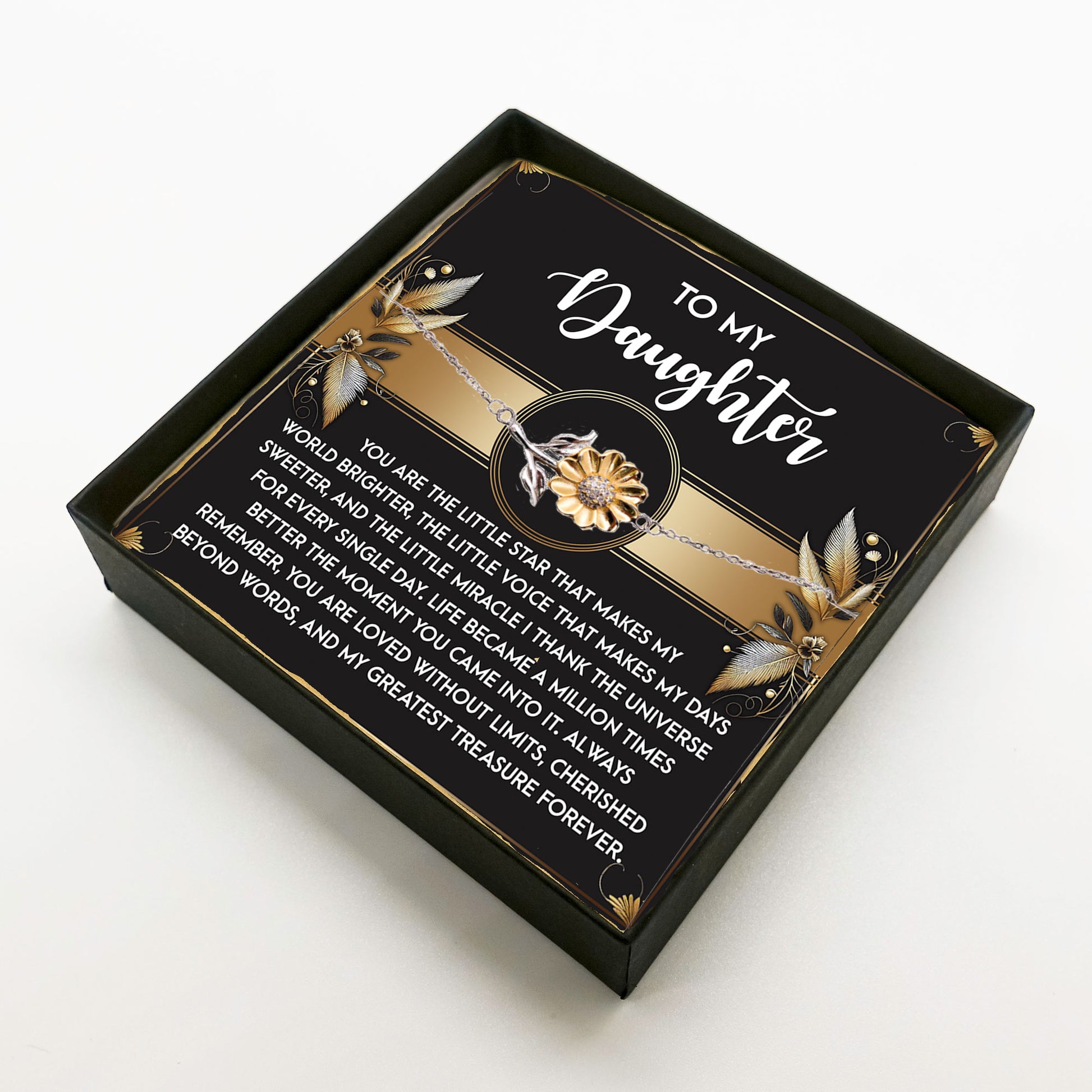 Daughter Sunflower Bracelet – Sterling Silver with 18K Gold-Plated Petals – Meaningful Gift for Birthday, Graduation, Christmas, or Special Occasions - Mallard Moon Gift Shop