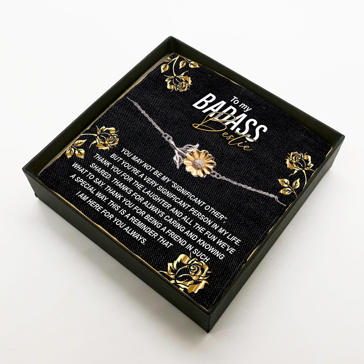 To My Badass Bestie Thank You For the Laughter and Fun Sunflower Bracelet - Mallard Moon Gift Shop