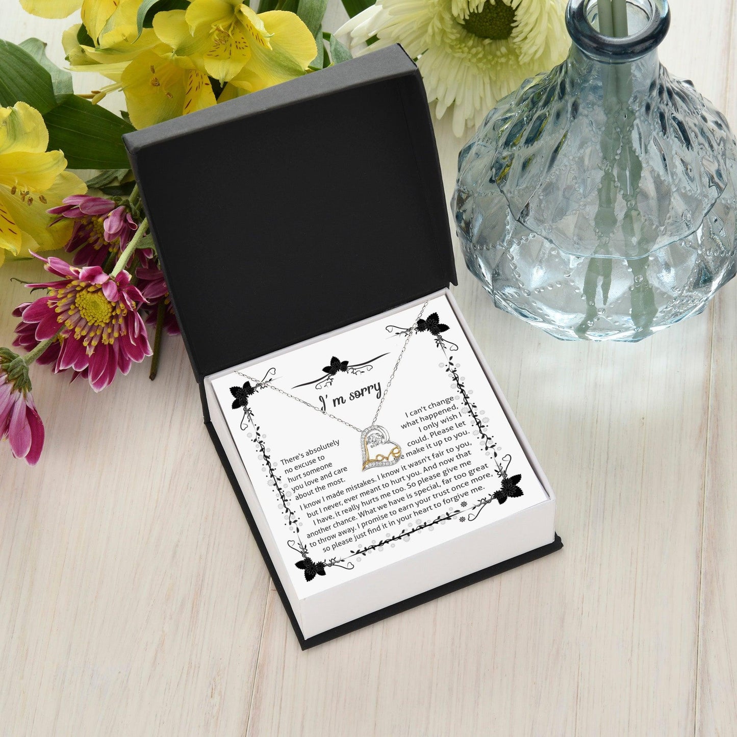 Apology Gift - I'm Sorry, No Excuse, Another Chance - Love Dancing Heart Pendant Necklace - Mallard Moon Gift Shop