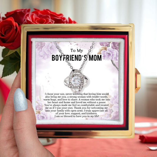 A Gift for your Boyfriend's Mother- Love to Share - Love Knot Necklace with Rose Gift Box - Mallard Moon Gift Shop