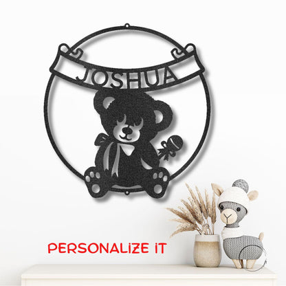 Cherished Teddy Bear: Personalized Metal Name Sign for Children - Mallard Moon Gift Shop