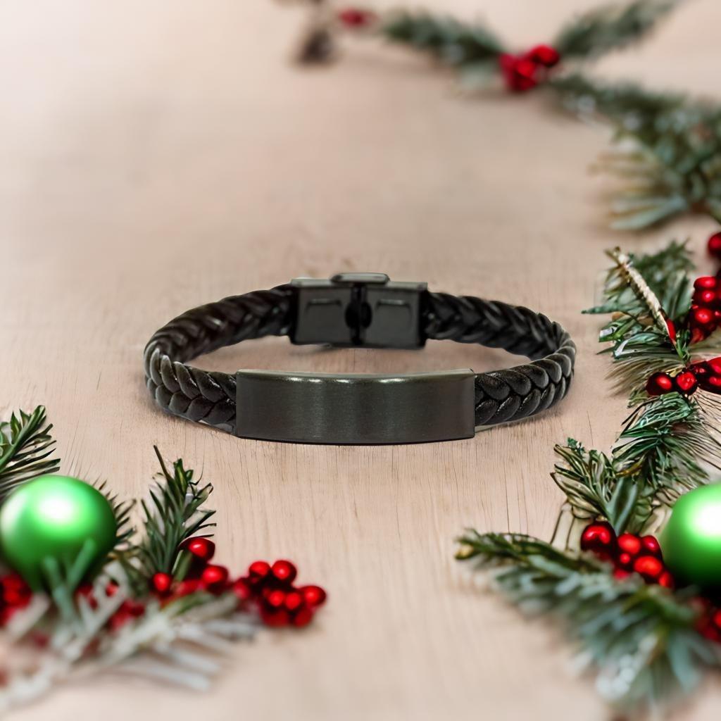 Stepbrother Black Rope Bracelet Gifts, To My Stepbrother You are braver than you believe, stronger than you seem, Inspirational Gifts For Stepbrother Engraved, Birthday, Christmas Gifts For Stepbrother Men Women - Mallard Moon Gift Shop