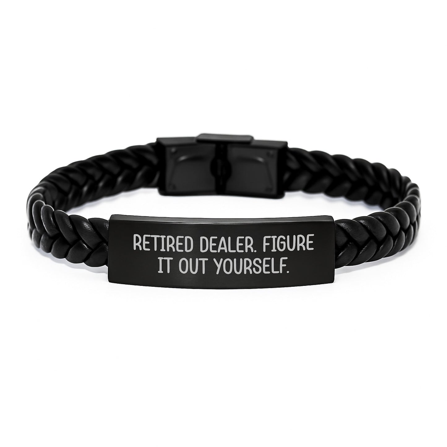Funny Retired Dealer Gifts from Friends and Family, Dealer Unique Presents, Interlaced Leather Bracelet for Men's Christmas Unique Gifts - Image 1