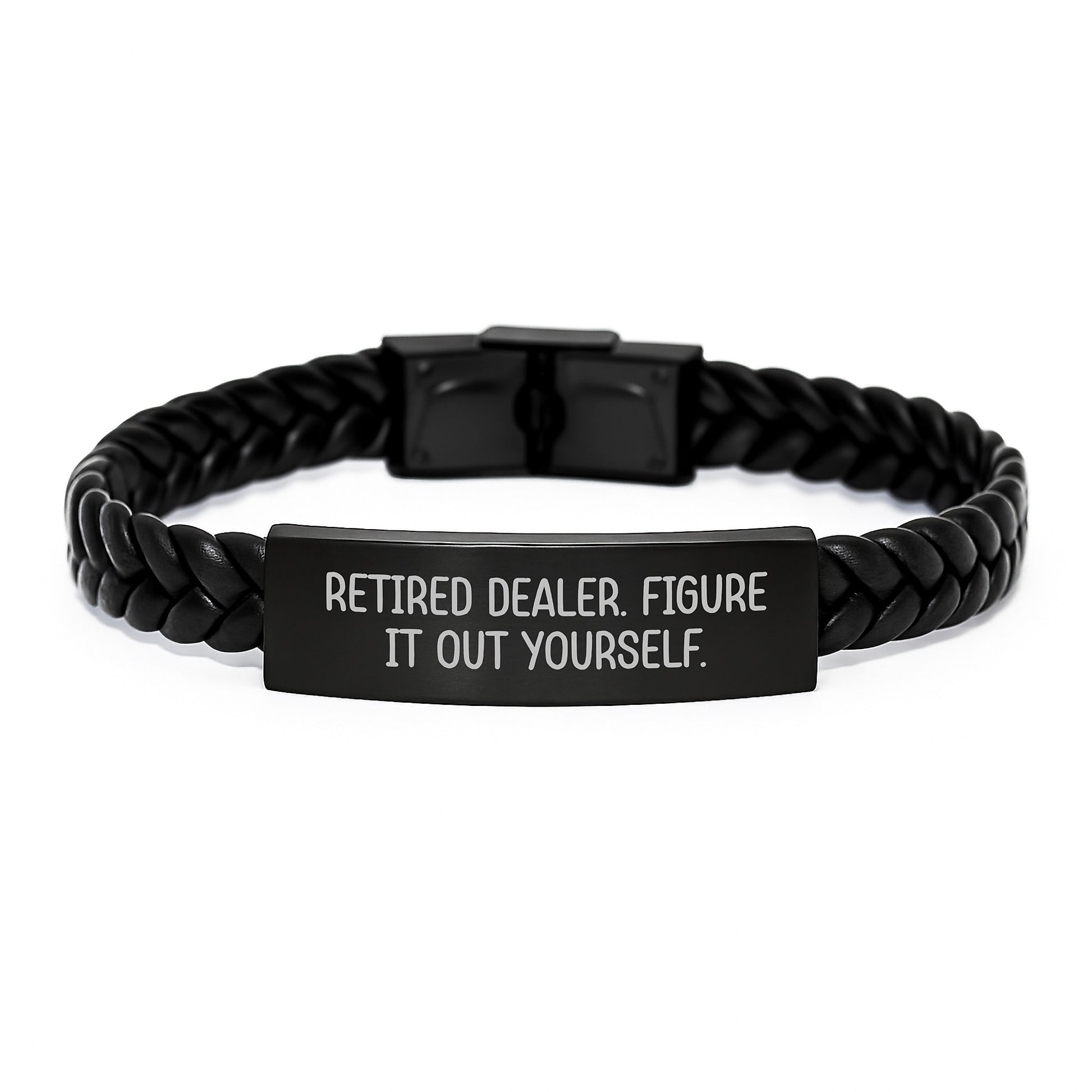 Funny Retired Dealer Gifts from Friends and Family, Dealer Unique Presents, Interlaced Leather Bracelet for Men's Christmas Unique Gifts - Image 1