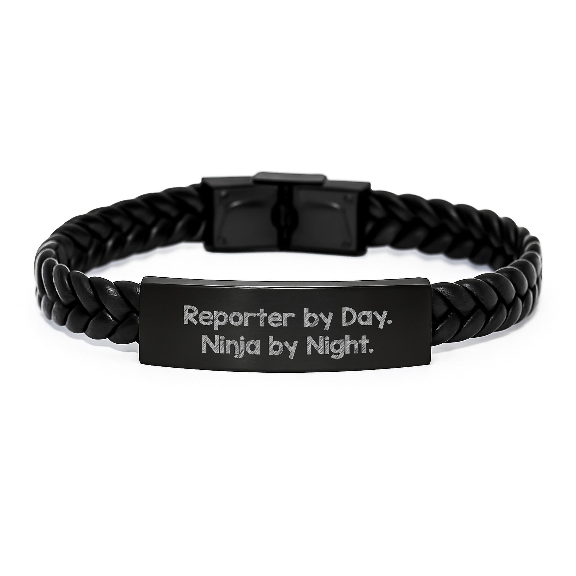 Reporter Gifts from Friends, Reporter By Day, Ninja By Night., Interlaced Leather Graduation Unique Gifts for Men - Image 1
