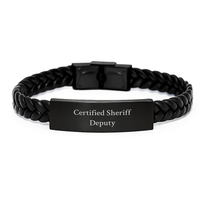 Funny Sheriff Deputy Gifts from Men to Sheriff Deputy Interlaced Leather Bracelet for Birthday Unique Gifts - Image 1