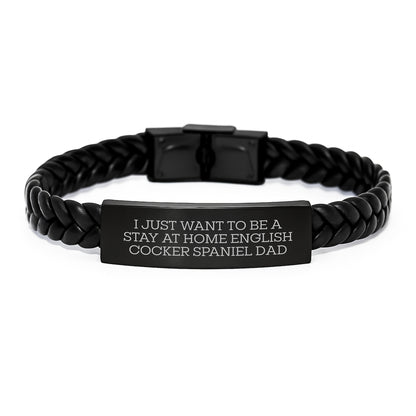 Funny English Cocker Spaniel Dog Gifts: Gifts from Dad to Men, Interlaced Leather Bracelet for English Cocker Spaniel Dog Lovers, Inspirational Quote for Graduation Unique Gifts - Image 1
