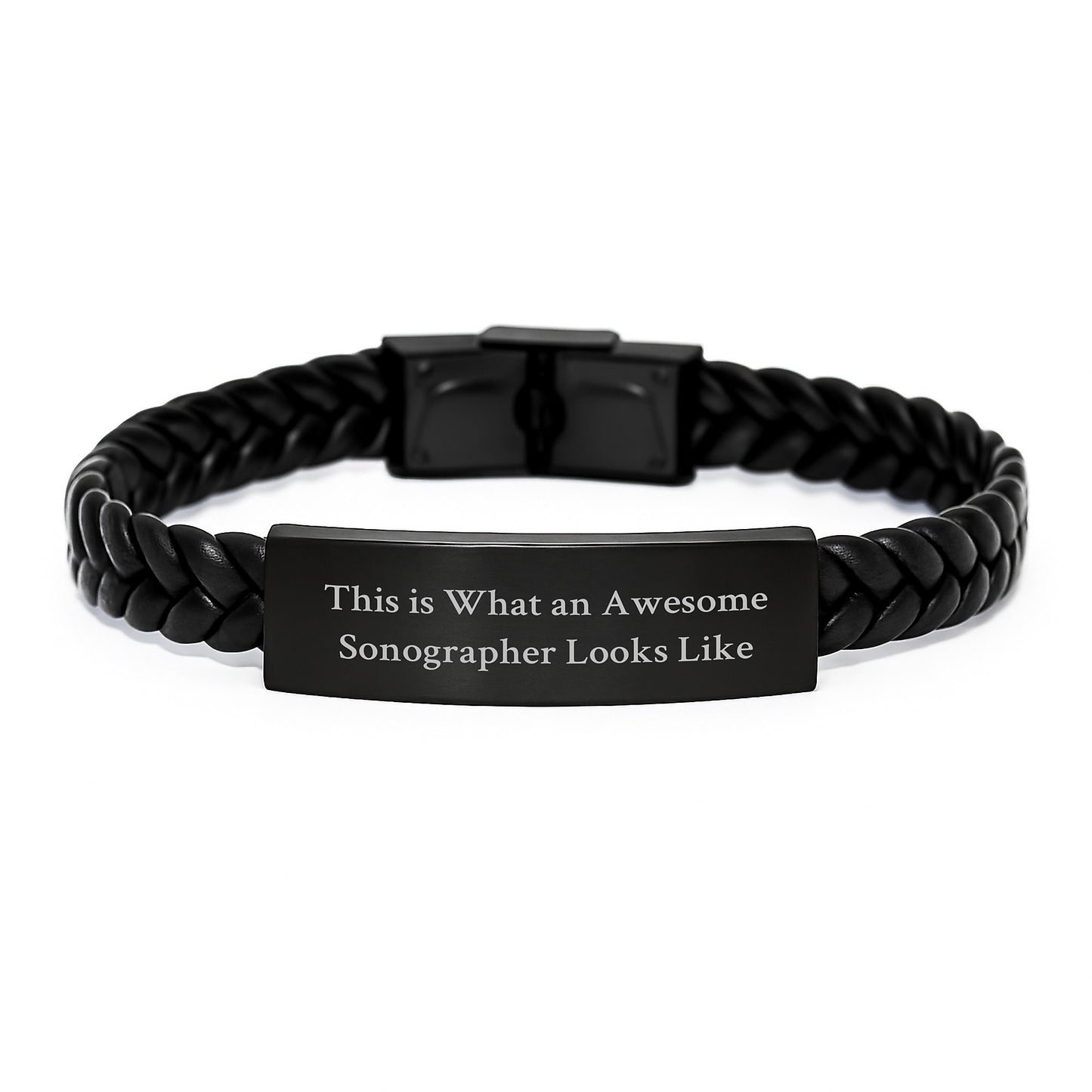 Sonographer Gifts from Friends, Inspirational Graduation Unique Interlaced Leather Bracelets with Quote 'This Is What An Awesome Sonographer Looks Like' for Sonographer - Image 1
