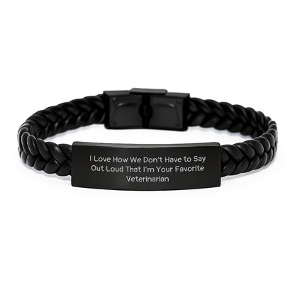 Funny Veterinarian Gifts from Friends for Favorite Veterinarian Men Interlaced Leather Bracelet - Image 1