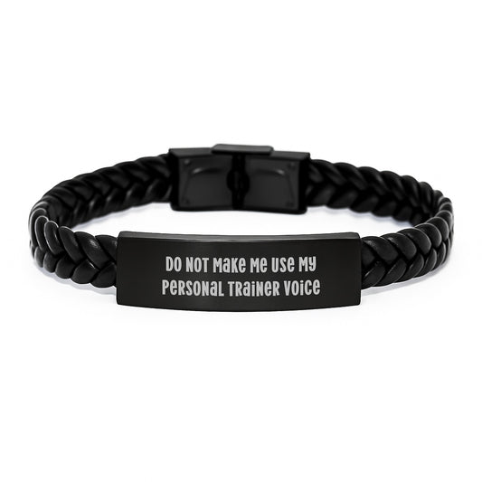 Funny Personal Trainer Gifts for Men - Christmas Unique Leather Bracelet with Interlaced Stainless Steel and PU Leather Design, Gift from Husband to Personal Trainer Friend - Image 1