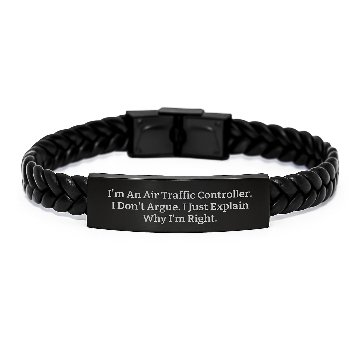 Funny Air Traffic Controller Quote Interlaced Leather Bracelet, Gifts from Men to Friends, Christmas Unique Gifts for Air Traffic Controller - Image 1