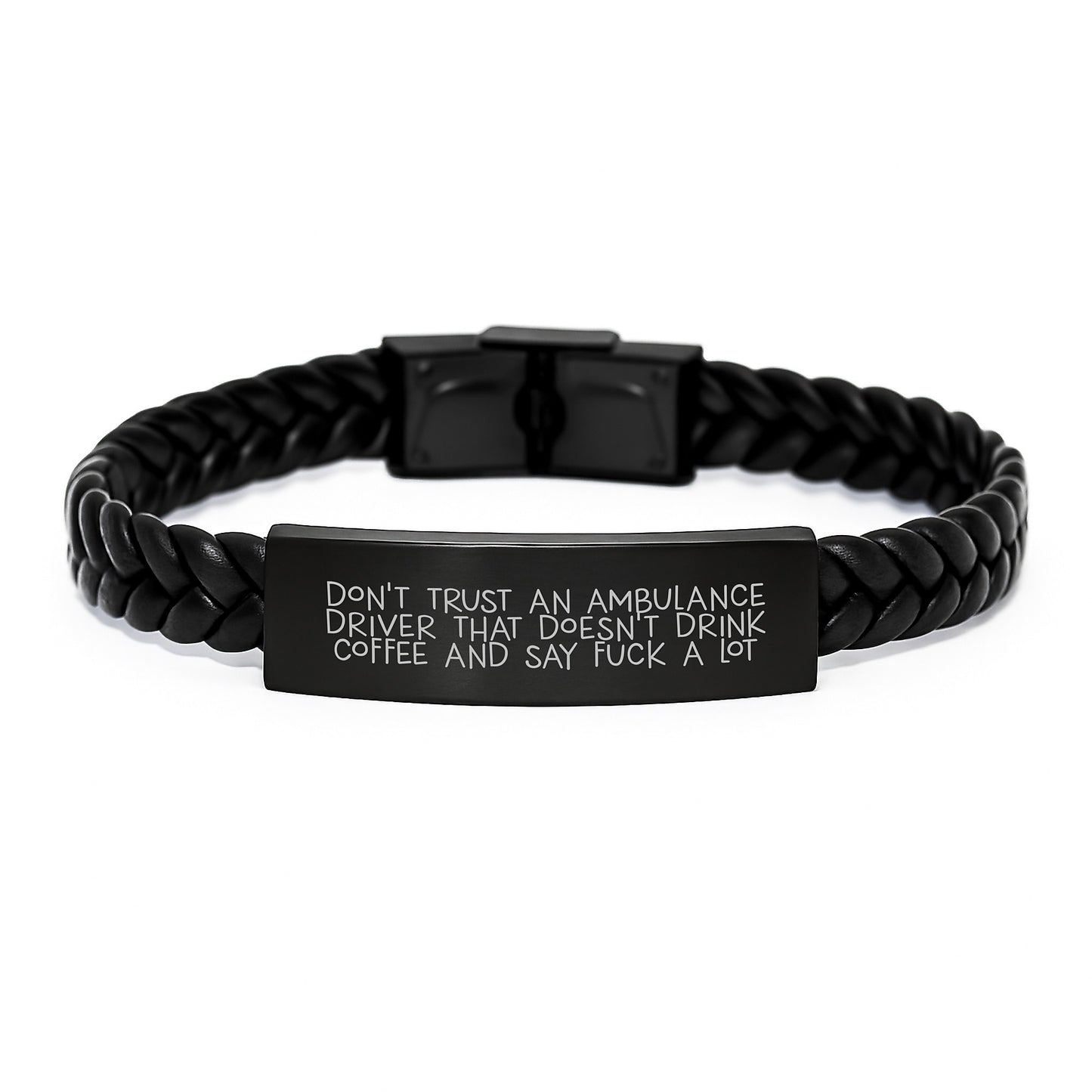 Funny Ambulance Driver Gifts from Men - Unique Interlaced Leather Bracelet for Ambulance Driver Christmas Unique Gifts, Funny Quote - Image 1