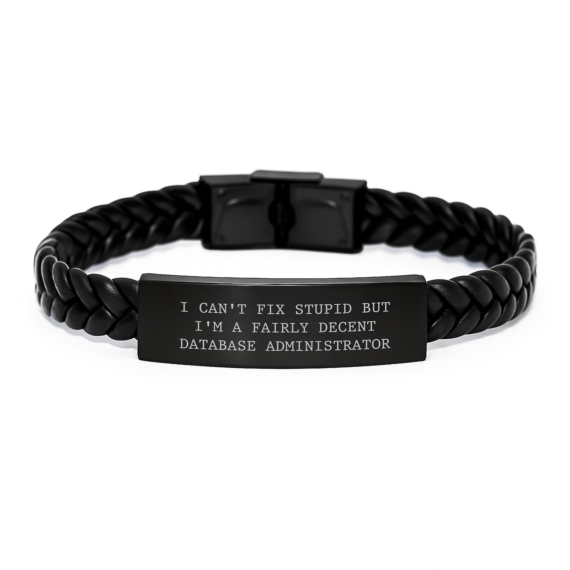 Funny Quotes for Database Administrator, Interlaced Leather Bracelet, Christmas Unique Gifts for Men, Women, Coworkers, Friends, Family - Image 1