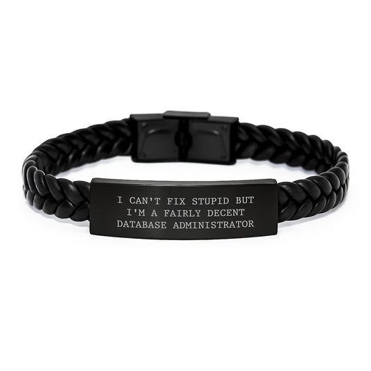 Funny Quotes for Database Administrator, Interlaced Leather Bracelet, Christmas Unique Gifts for Men, Women, Coworkers, Friends, Family - Image 1
