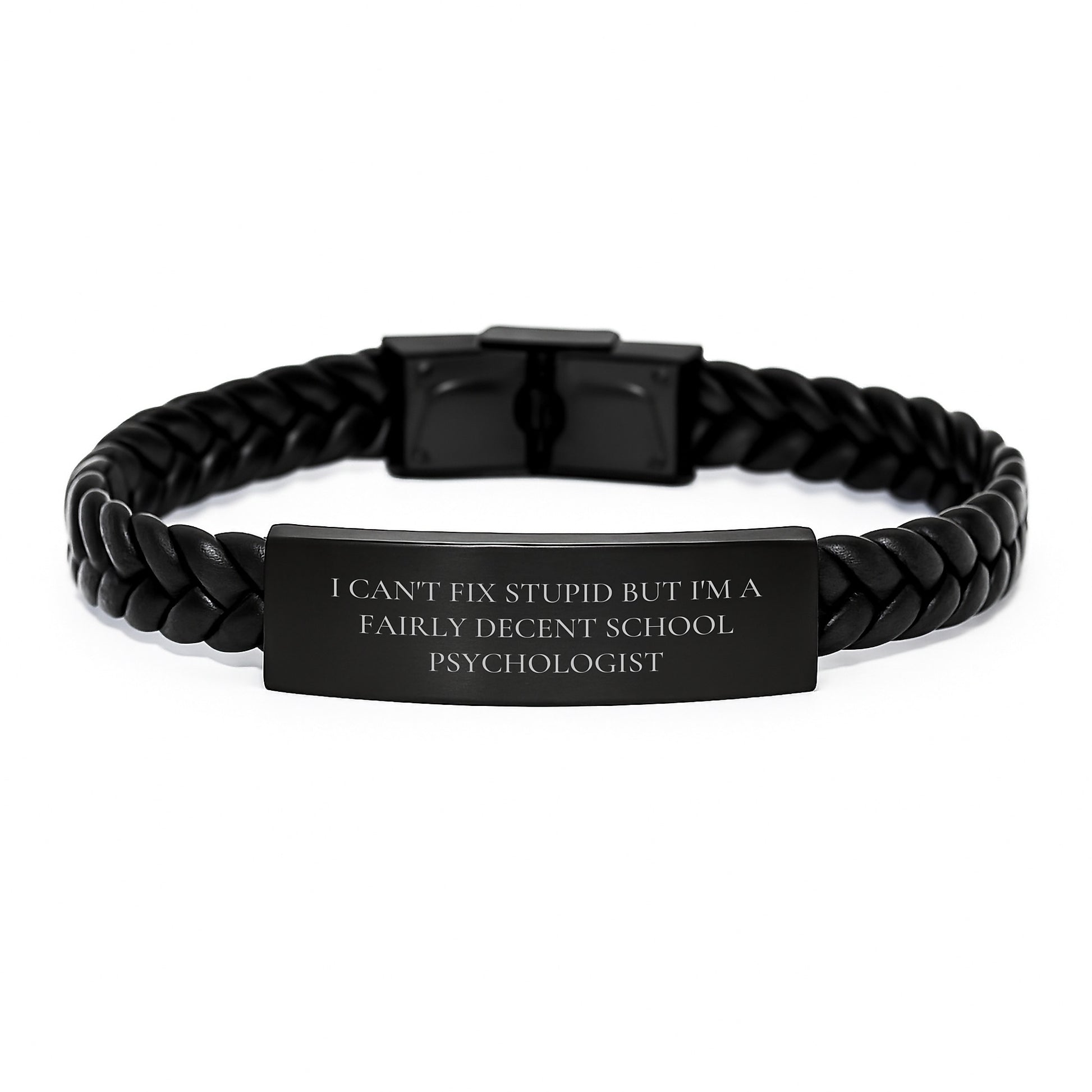 Funny School Psychologist Interlaced Leather Bracelet Gifts for Men - Christmas Unique Presents from Friends - Image 1