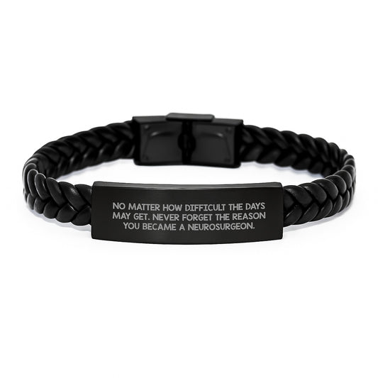 Neurosurgeon Christmas Unique Gifts from Friends - Inspirational Interlaced Leather Bracelet for Men - Never Forget Your Calling, a Heartfelt Motivational Reminder for Neurosurgeon - Image 1