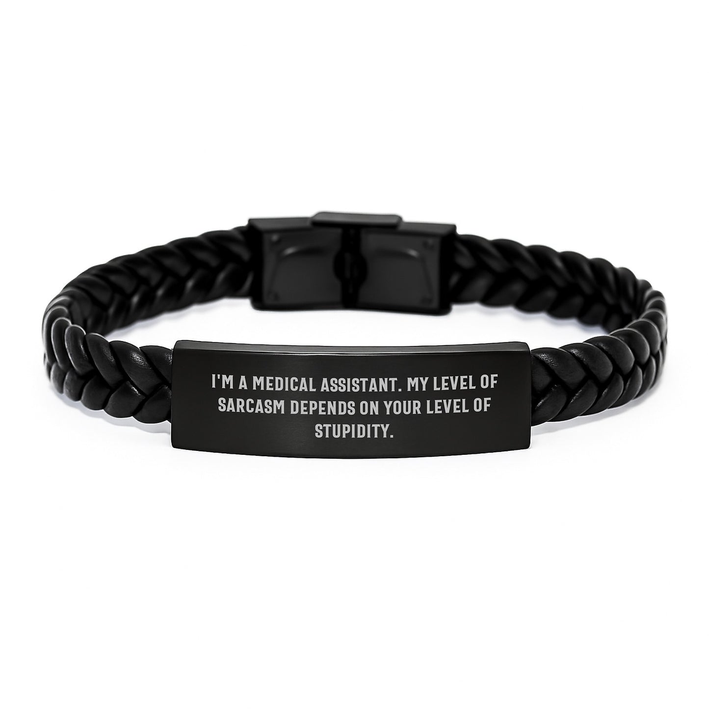 Funny Medical Assistant Gifts, Interlaced Leather Bracelet with Sassy Quote, Christmas Unique Gifts for Medical Assistant, Men, Women, Coworkers from Friends, Family - Image 1