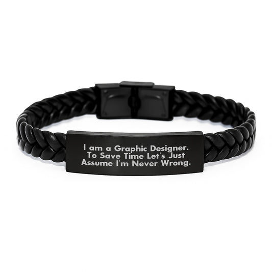 Funny Graphic Designer Gifts - Interlaced Leather Bracelet for Men Women Friends Coworkers - Christmas Unique Presents from Family - Image 1