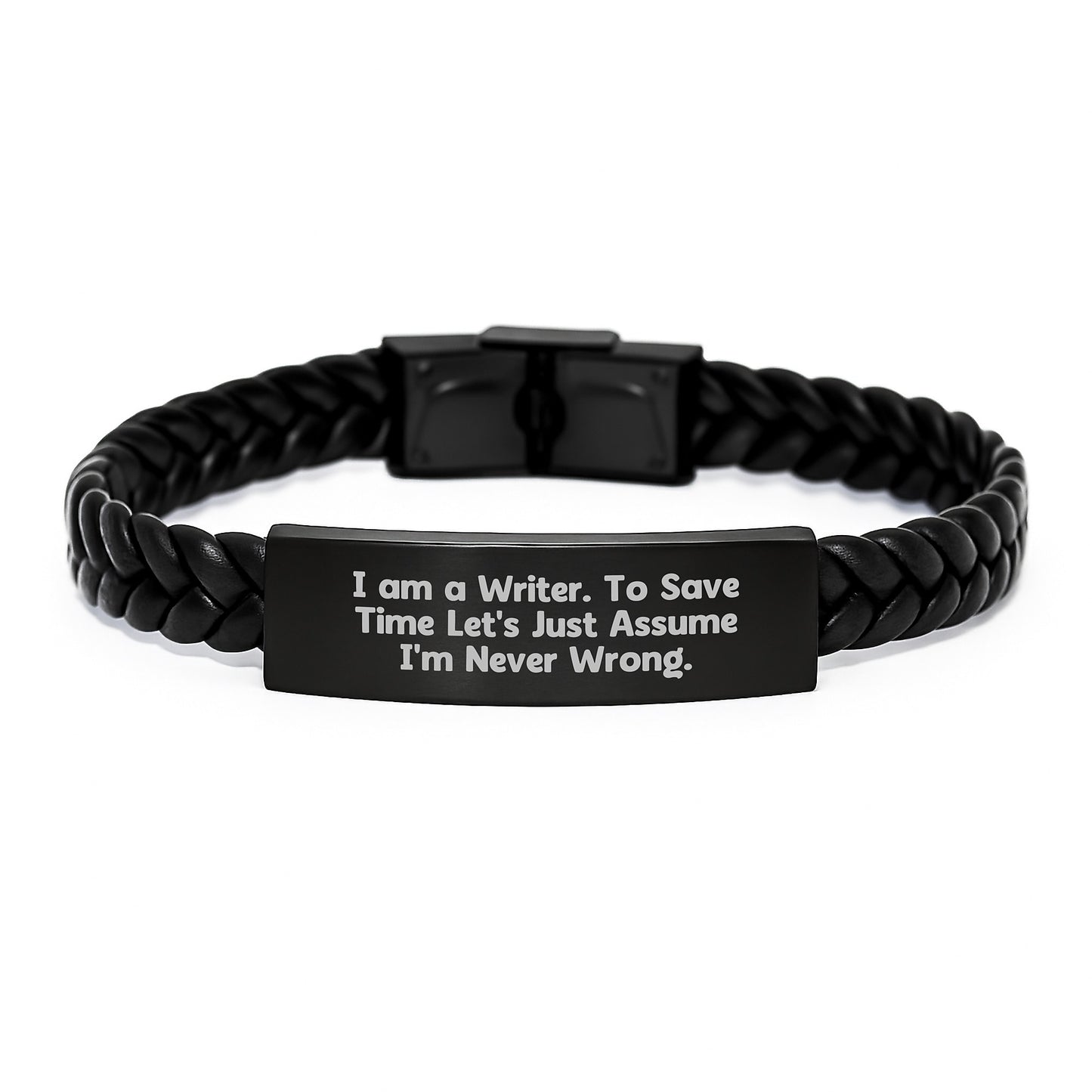Funny Gift for Writers - Interlaced Leather Bracelet Gifts from Friends for Him - Image 1