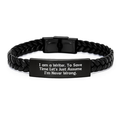 Funny Gift for Writers - Interlaced Leather Bracelet Gifts from Friends for Him - Image 1