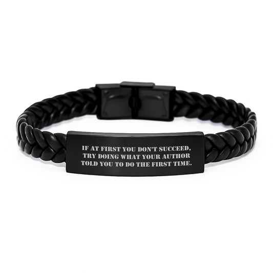 Funny Author Gifts from Friends, Inspirational Interlaced Leather Bracelet for Men, Christmas Unique Presents for Author Enthusiasts - Image 1